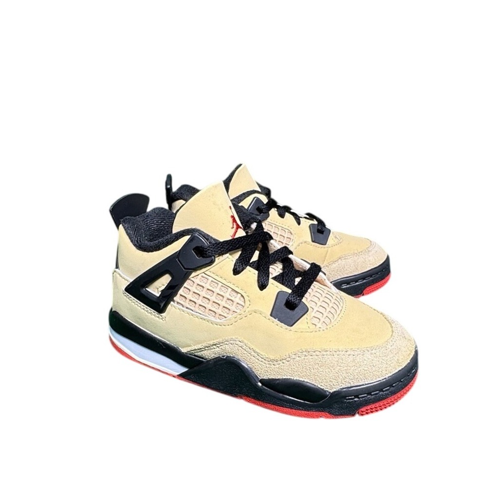 Jordan 4 Retro Messy Room Toddler Shoes Tan Black Red IH2095-200 Size 10C